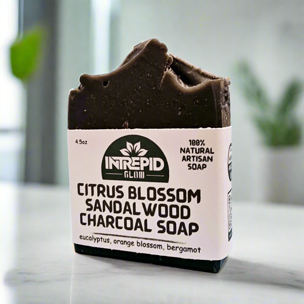 citrusblossomsandalwoodcharcoalblackhandmadesoapfrontviewintrepidglowskincare_00c2beb6
