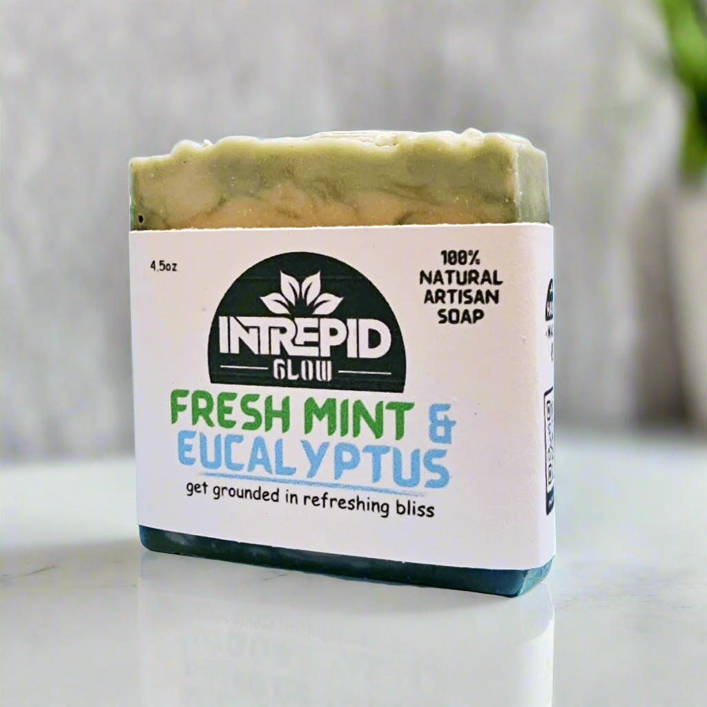 freshmintandeucalyptushandmadesoapfrontviewintrepidglowskincare
