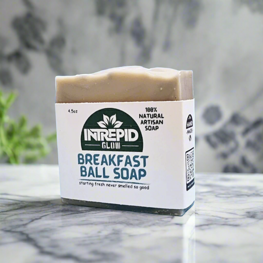 breakfastballgolfinspiredhandmadesoapfrontviewintrepidglowskincare