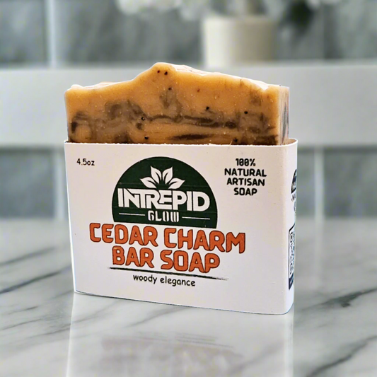 cedarcharmhandmadesoapfrontviewintrepidglowskincare