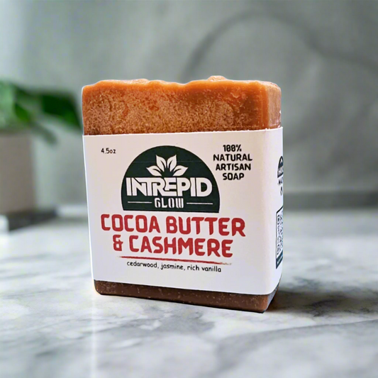 cocoabuttercashmerehandmadesoapfrontviewintrepidglowskincare