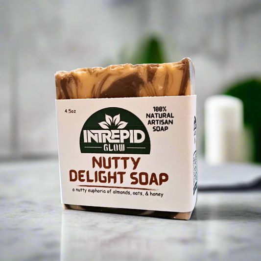 nuttydelighthandmadesoapfrontviewintrepidglowskincare