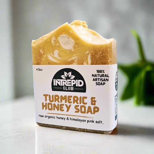 turmericandhoneyhandmadesoapfrontviewintrepidglowskincare